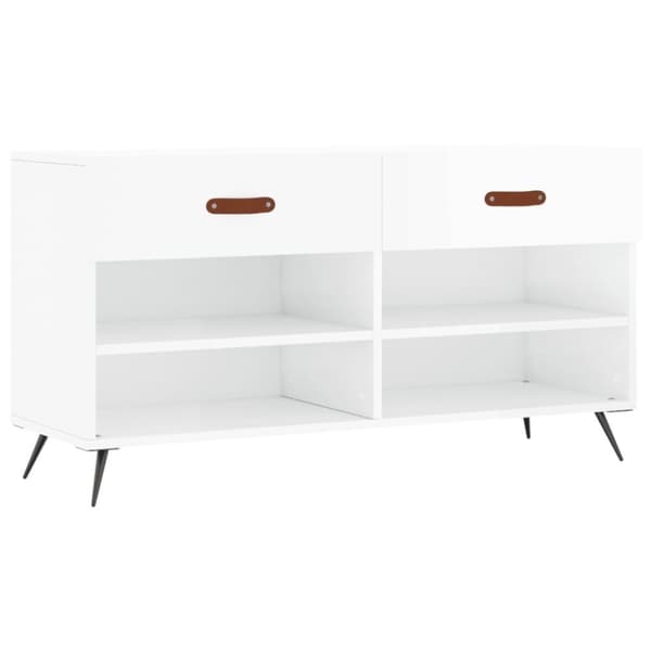 vidaXL Kenkäkaappi korkeakiilto valkoinen 102x35x55 cm tekninen puu
