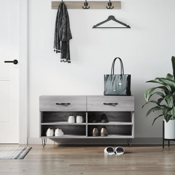 vidaXL Kenkäpenkki harmaa Sonoma 102x35x55 cm tekninen puu
