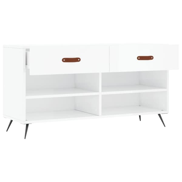vidaXL Skobenk høyglans hvit 102x35x55 cm konstruert tre