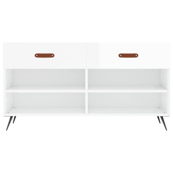 vidaXL Skobenk høyglans hvit 102x35x55 cm konstruert tre