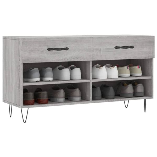 vidaXL Skoskap grå sonoma 102x35x55 cm konstruert tre