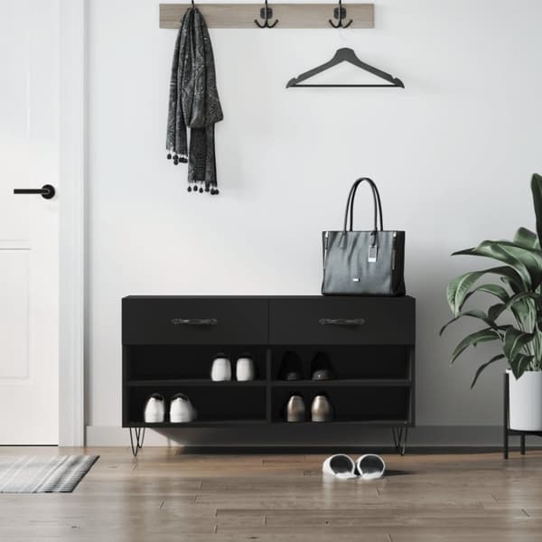 vidaXL Kenkäpenkki musta 102x35x55 cm tekninen puu