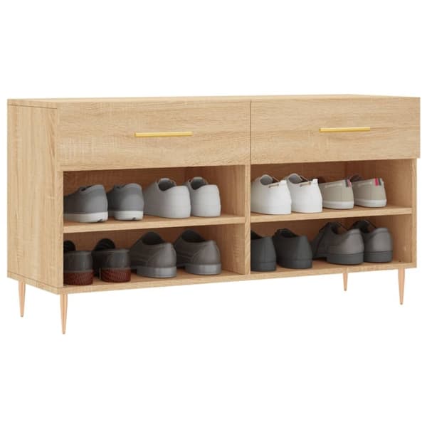 vidaXL Skobänk sonoma-ek 102x35x55 cm konstruerat trä