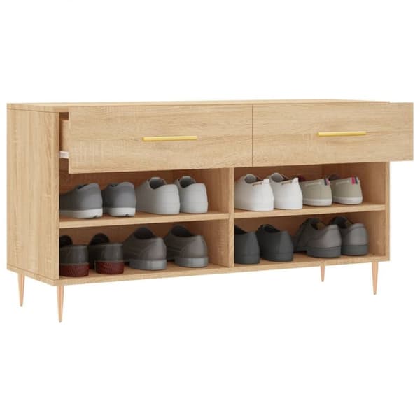 vidaXL Skobänk sonoma-ek 102x35x55 cm konstruerat trä
