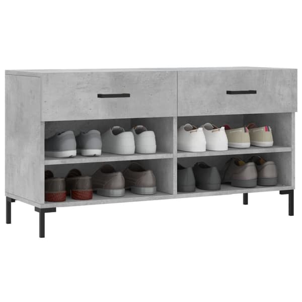 vidaXL Kenkäpenkki betoninharmaa 102x35x55 cm tekninen puu