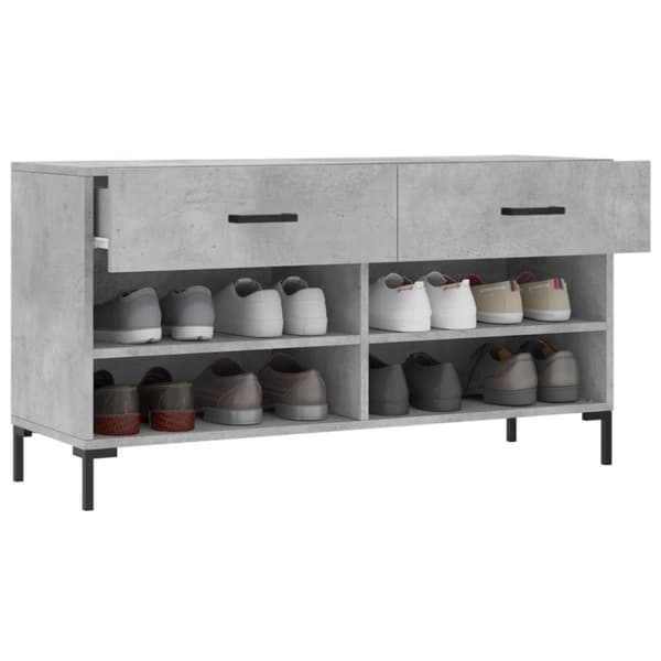 vidaXL Kenkäpenkki betoninharmaa 102x35x55 cm tekninen puu