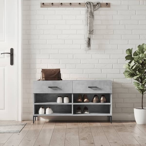 vidaXL Kenkäpenkki betoninharmaa 102x35x55 cm tekninen puu