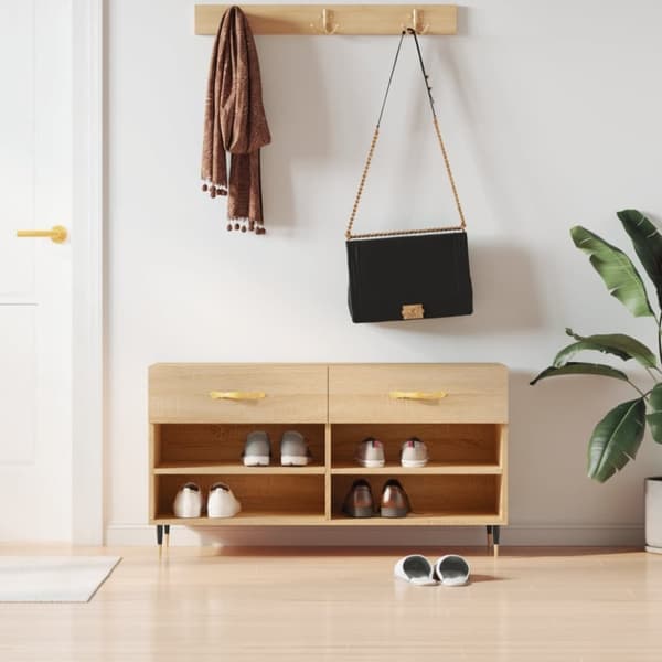 vidaXL skobænk 102x35x55 cm konstrueret træ sonoma-eg