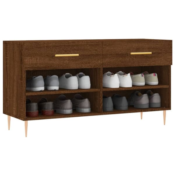 vidaXL Skobenk brun eik 102x35x55 cm konstruert tre