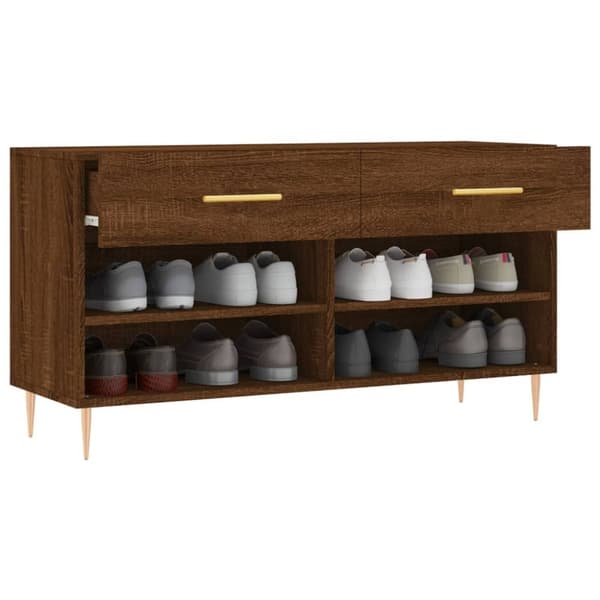 vidaXL Skobenk brun eik 102x35x55 cm konstruert tre