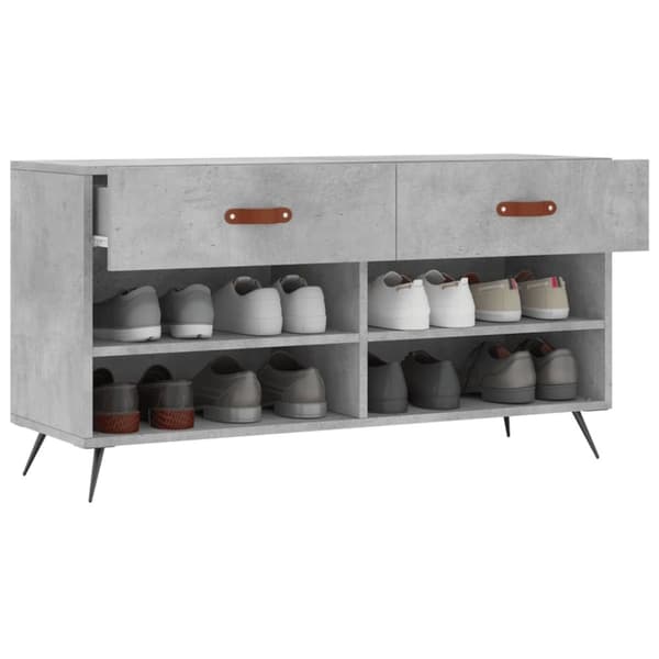 vidaXL Kenkäpenkki betoninharmaa 102x35x55 cm tekninen puu