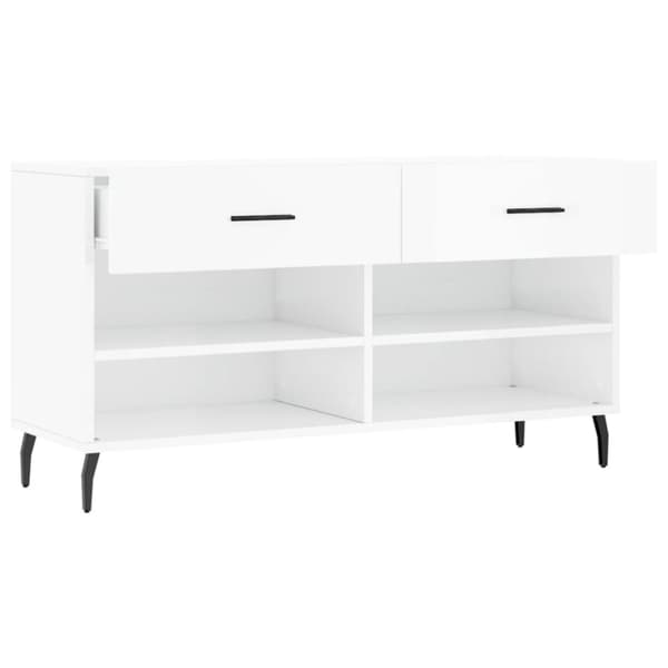 vidaXL skobænk 102x35x55 cm konstrueret træ hvid højglans