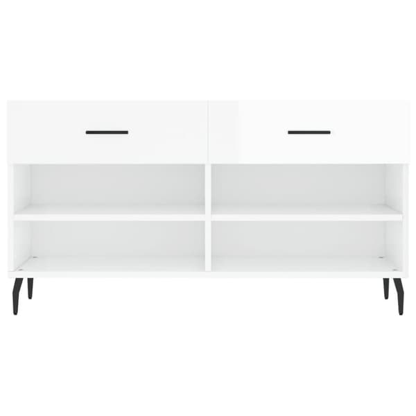vidaXL skobænk 102x35x55 cm konstrueret træ hvid højglans