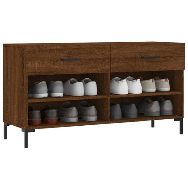 vidaXL Skobenk brun eik 102x35x55 cm konstruert tre