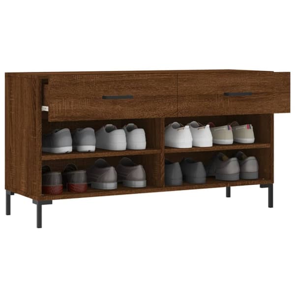 vidaXL Skobenk brun eik 102x35x55 cm konstruert tre