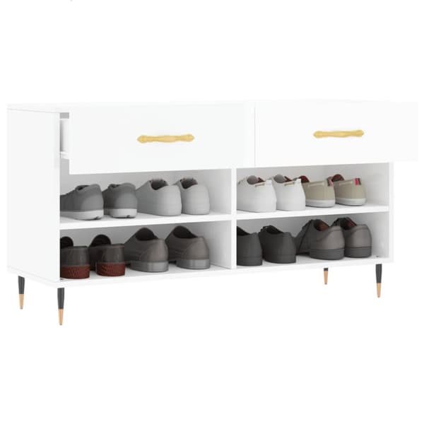 vidaXL skobænk 102x35x55 cm konstrueret træ hvid højglans