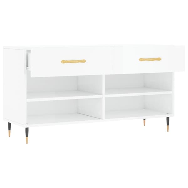 vidaXL skobænk 102x35x55 cm konstrueret træ hvid højglans