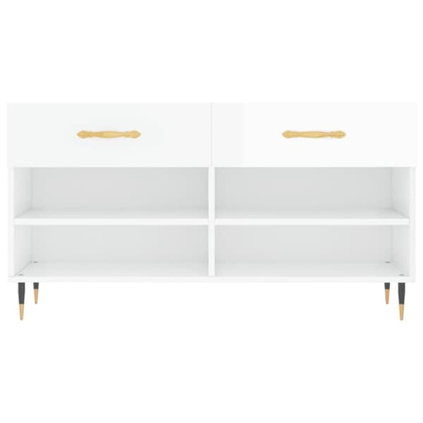 vidaXL skobænk 102x35x55 cm konstrueret træ hvid højglans