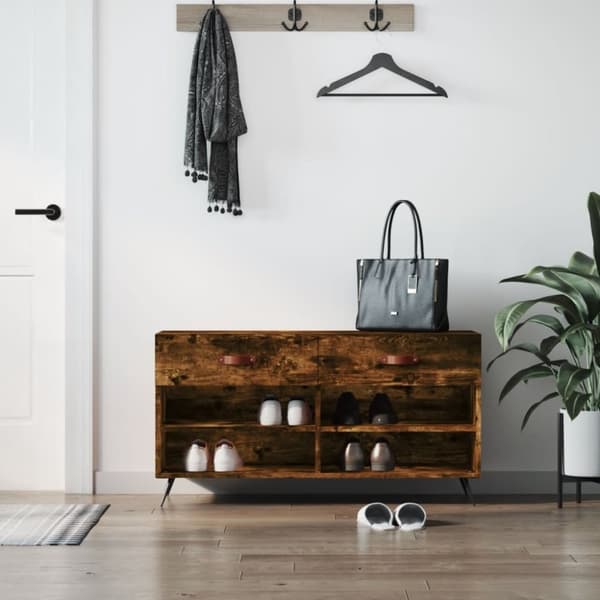 vidaXL Kenkäpenkki savutammi 102x35x55 cm tekninen puu