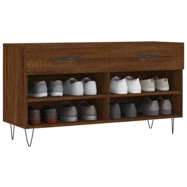 vidaXL Kenkäpenkki ruskea tammi 102x35x55 cm tekninen puu