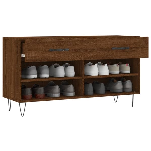 vidaXL Kenkäpenkki ruskea tammi 102x35x55 cm tekninen puu