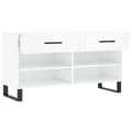 Miniatyrbilde 5 av 11: vidaXL Skobenk høyglans hvit 102x35x55 cm konstruert tre