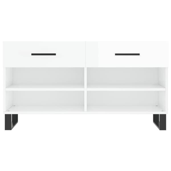 vidaXL Skobenk høyglans hvit 102x35x55 cm konstruert tre