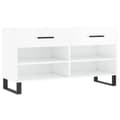 Miniatyrbilde 2 av 11: vidaXL Skobenk høyglans hvit 102x35x55 cm konstruert tre