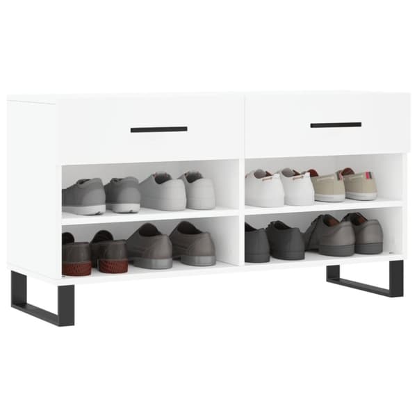 vidaXL Skobenk hvit 102x35x55 cm konstruert tre