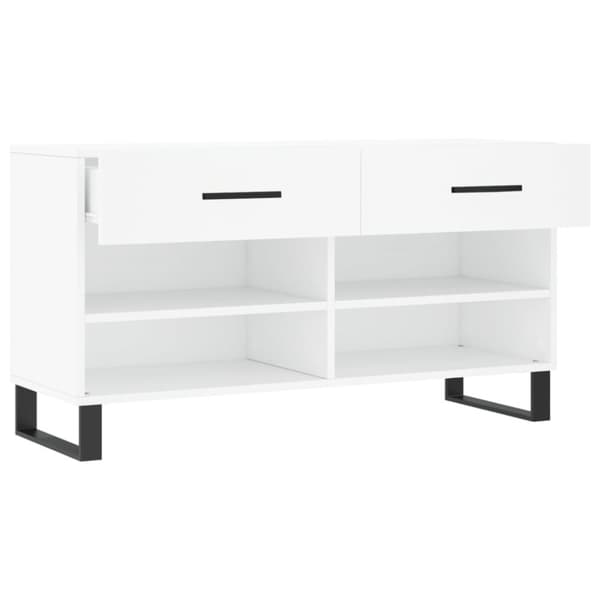vidaXL Skobenk hvit 102x35x55 cm konstruert tre