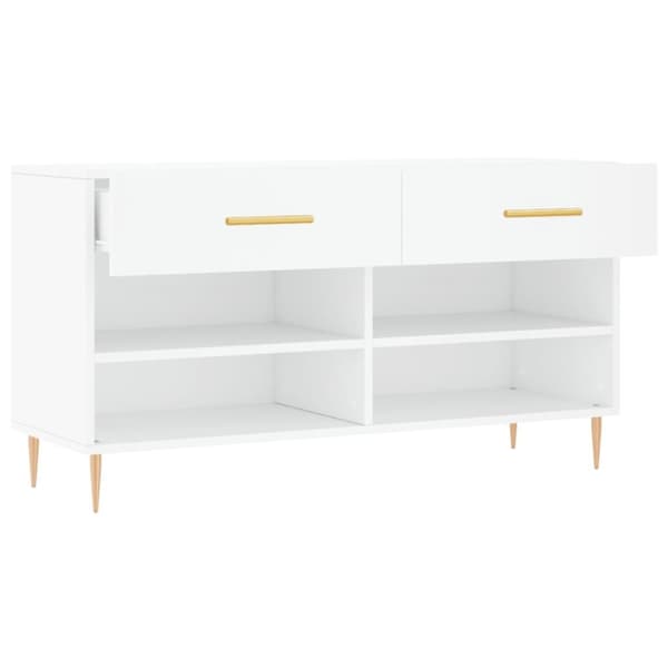 vidaXL Skobenk hvit 102x35x55 cm konstruert tre