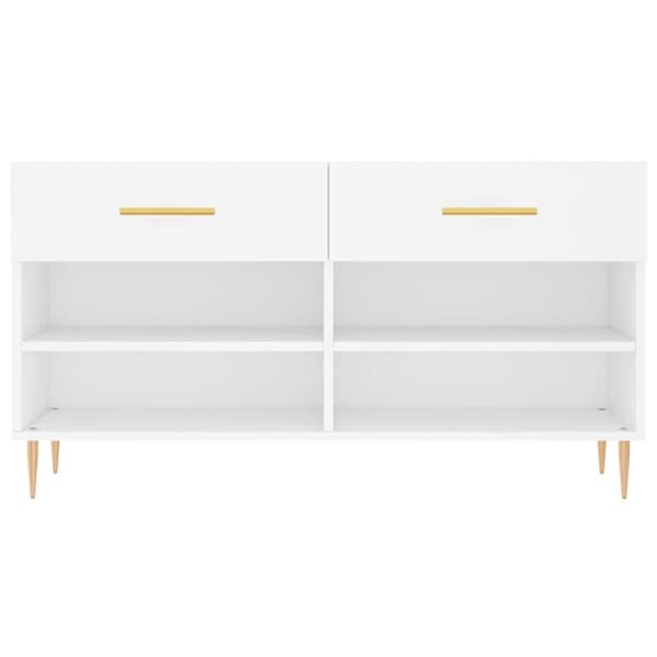 vidaXL Skobenk hvit 102x35x55 cm konstruert tre