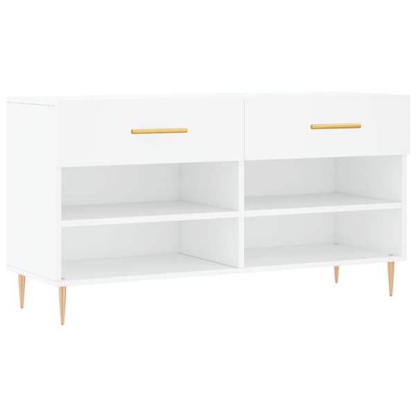 vidaXL Skobenk hvit 102x35x55 cm konstruert tre