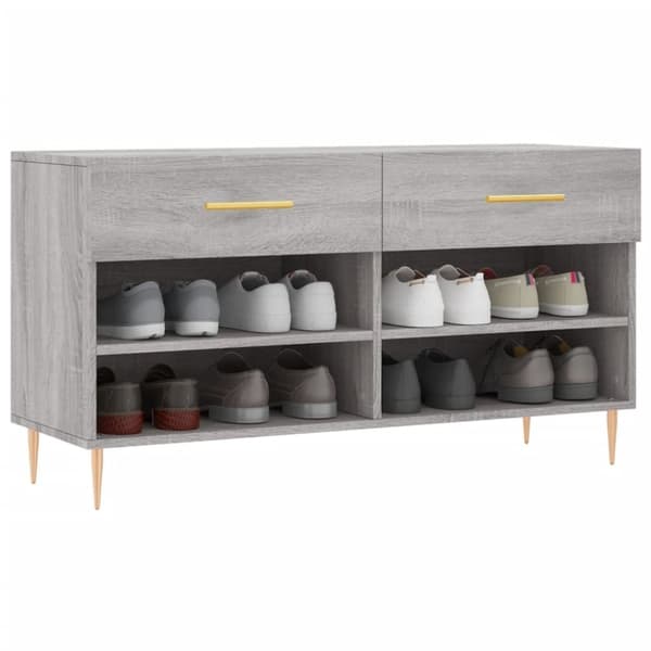 vidaXL Skoskap grå sonoma 102x35x55 cm konstruert tre