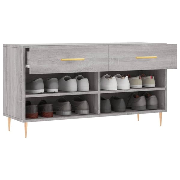 vidaXL Skoskap grå sonoma 102x35x55 cm konstruert tre