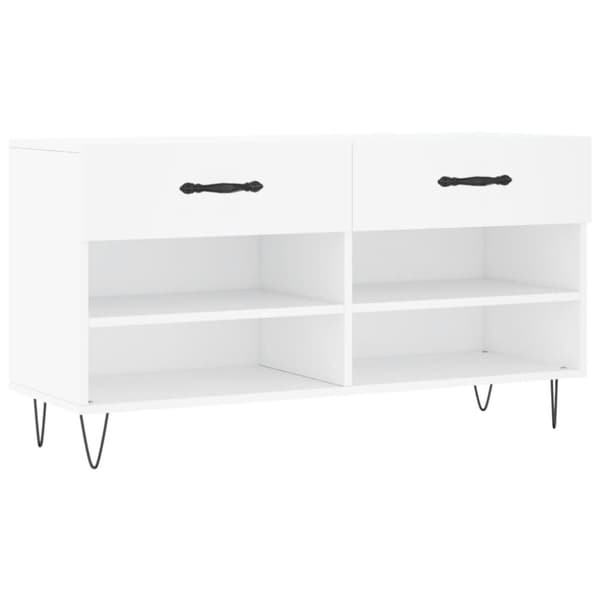 vidaXL skobænk 102x35x55 cm konstrueret træ hvid