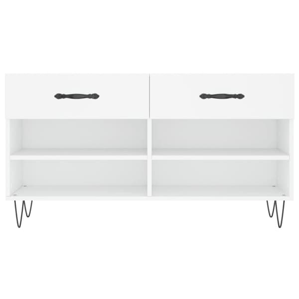 vidaXL Skobenk hvit 102x35x55 cm konstruert tre
