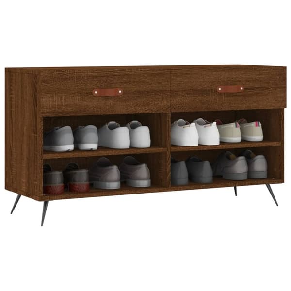 vidaXL Skobenk brun eik 102x35x55 cm konstruert tre