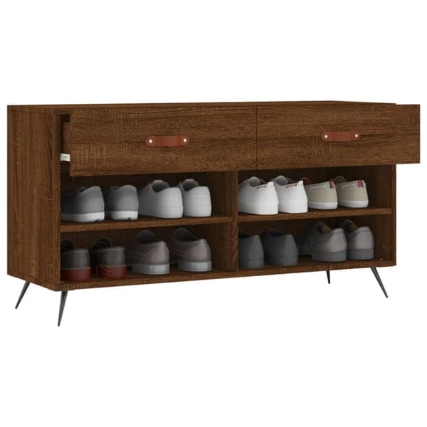 vidaXL Skobenk brun eik 102x35x55 cm konstruert tre