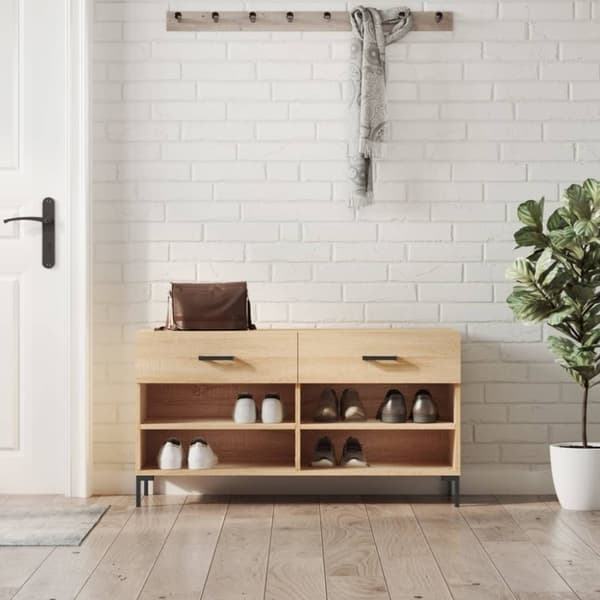 vidaXL Kenkäpenkki Sonoma-tammi 102x35x55 cm tekninen puu
