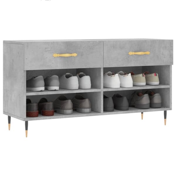 vidaXL Skobenk betonggrå 102x35x55 cm konstruert tre