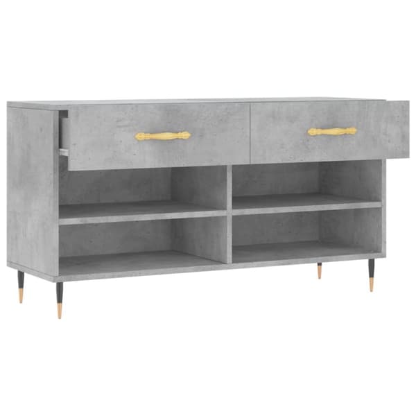 vidaXL Skobenk betonggrå 102x35x55 cm konstruert tre