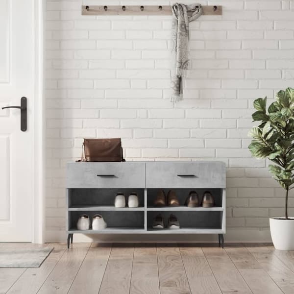 vidaXL skobænk 102x35x55 cm konstrueret træ betongrå