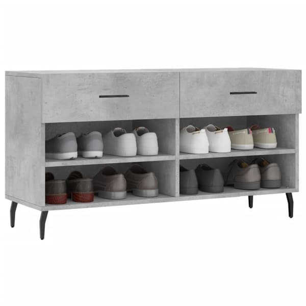 vidaXL Skobenk betonggrå 102x35x55 cm konstruert tre