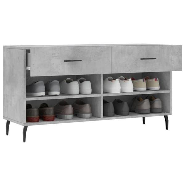 vidaXL Skobenk betonggrå 102x35x55 cm konstruert tre