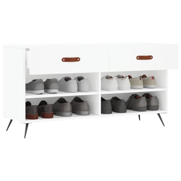 vidaXL skobænk 102x35x55 cm konstrueret træ hvid