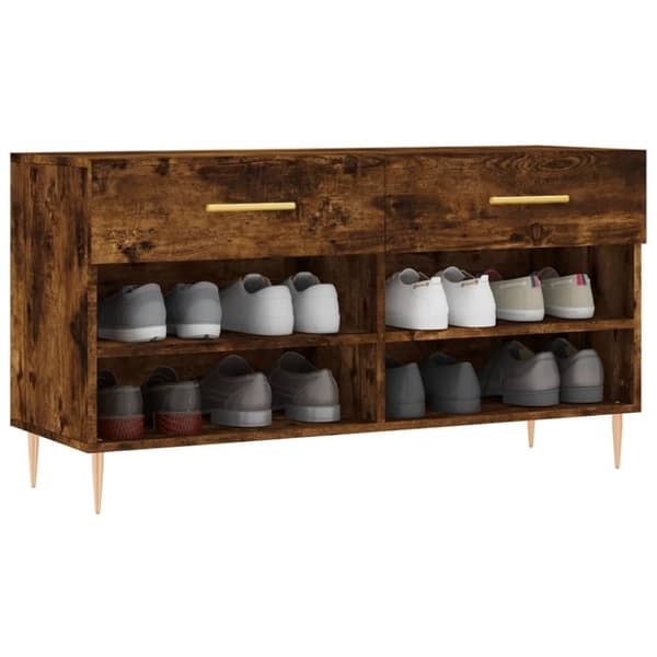 vidaXL skobænk 102x35x55 cm konstrueret træ røget egetræsfarve