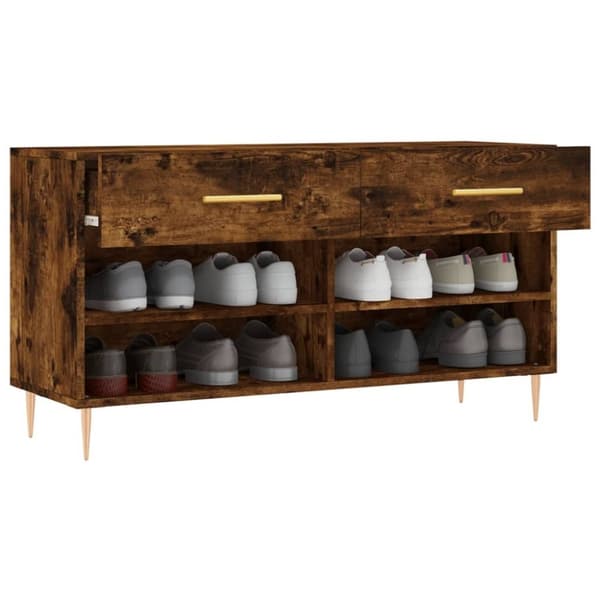 vidaXL skobænk 102x35x55 cm konstrueret træ røget egetræsfarve