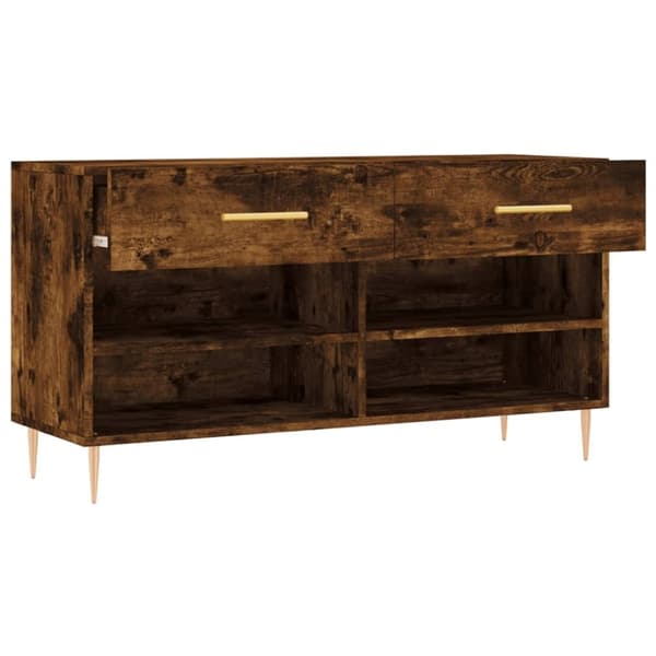 vidaXL skobænk 102x35x55 cm konstrueret træ røget egetræsfarve