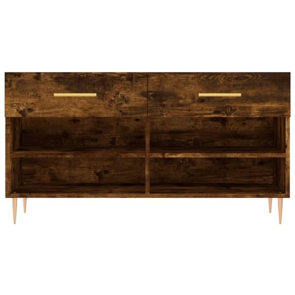 vidaXL skobænk 102x35x55 cm konstrueret træ røget egetræsfarve
